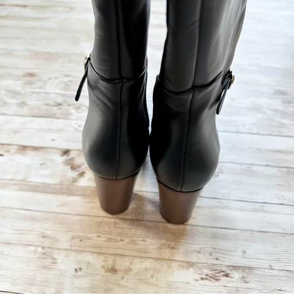 Sezane High Angele Boots Smooth Black Leather Size 41 US 10 - Picture 6 of 8